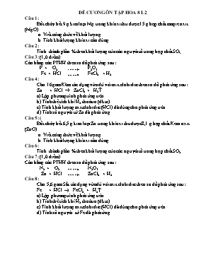 Đề cương ôn tập môn Hóa học Khối 8 - Lần 2